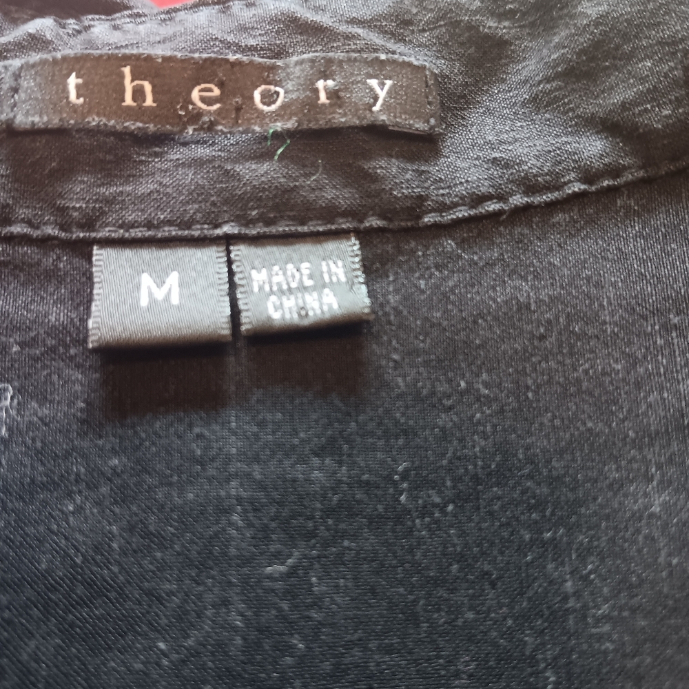Theory Black Long-Sleeve Button-Down Shirt Medium Workwear Office - Picture 4 of 4